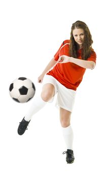 Soccer Woman isolated on white background