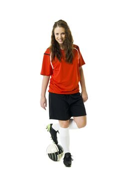 Soccer Woman isolated on white background