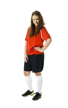 Soccer Woman isolated on white background