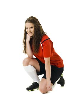 Soccer Woman isolated on white background