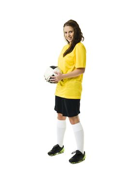 Soccer Woman isolated on white background