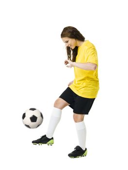 Soccer Woman isolated on white background