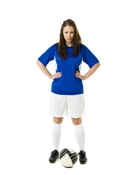 Soccer Woman isolated on white background