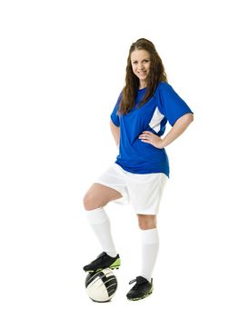 Soccer Woman isolated on white background