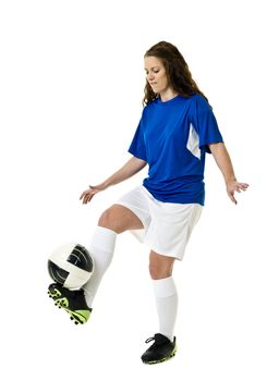 Soccer Woman isolated on white background