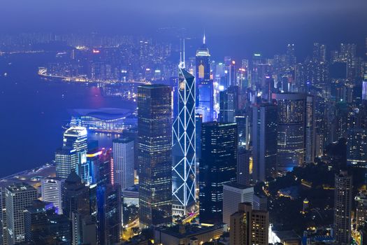 Hong Kong office buildings at night