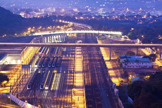 Railway transportation at night