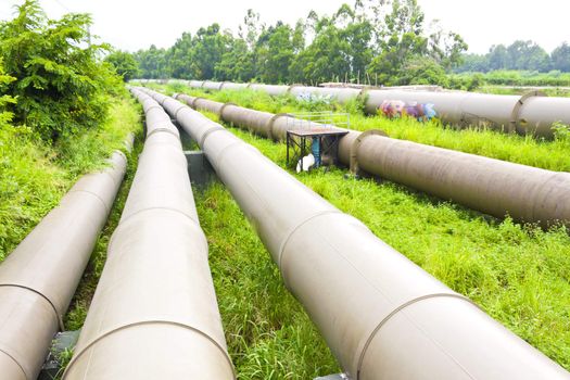 Industrial pipelines scene