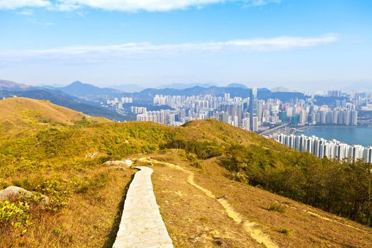 Hiking path in Hong Kong downtown 