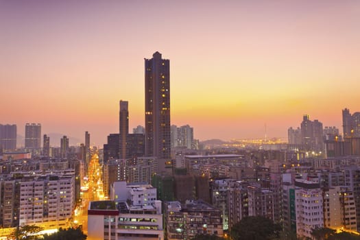 Hong Kong downtown at sunset