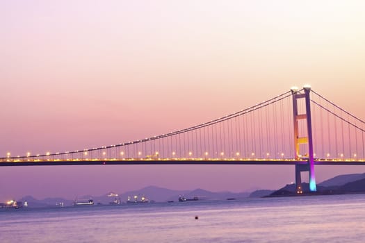 Bridge in Hong Kong at sunset