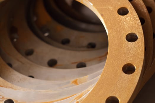 stack of flanges for pipe used in mechanical piping constructiion and engineering