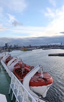 view of Tallinn from the ship