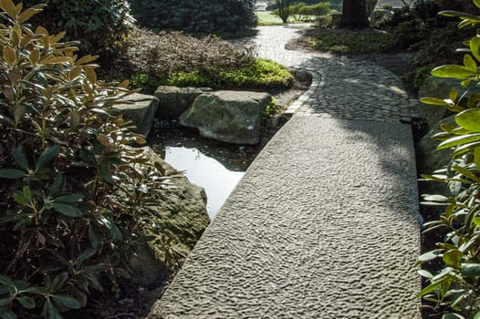 Pathway in the botanical garden in Hamburg
