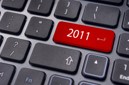 Photo of close up on keyboard pad, for 2011 year conceptual usage.