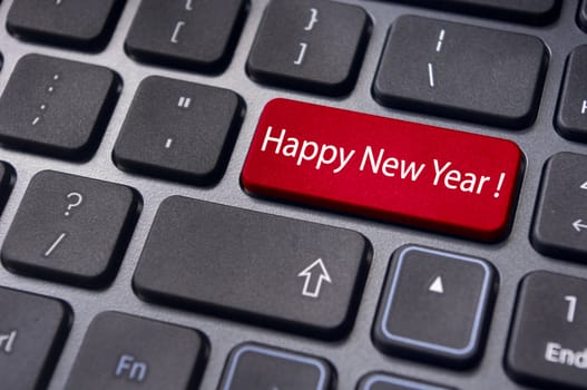 Photo of close up on keyboard pad enter key, for new year greetings and concepts.
