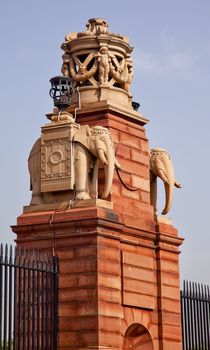 Stone Elephants Rashtrapati Bhavan Gate Official Residence President New Delhi India Designed by Edwin Lutyens and completed in 1931