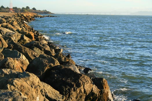 A seascape with beautiful and clear water.
