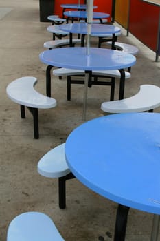 Close up of the patio table sets.
