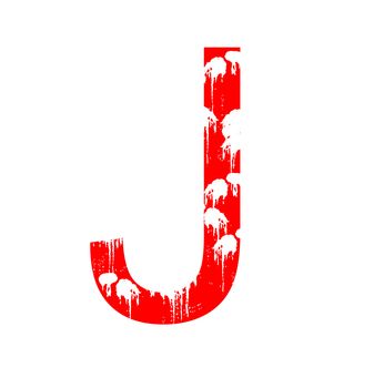 A red alphanumeric character in grunge style on a white background. One of a series of the twenty six letters of the English alphabet and the numbers zero to nine.