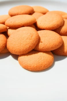 Close up of vanilla cookies on a plate.
