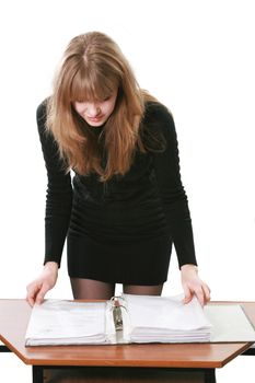 The business nice woman works with documents