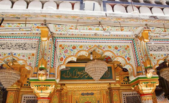 Mosaics Designs Nizamuddin Complex Mosque New Delhi India Grave of the Islamic Sufti Saint Sheikh Hazrat Nizamuddin Auliya, famous Sufti mystic died in 1325