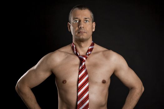 An image of a naked man with tie
