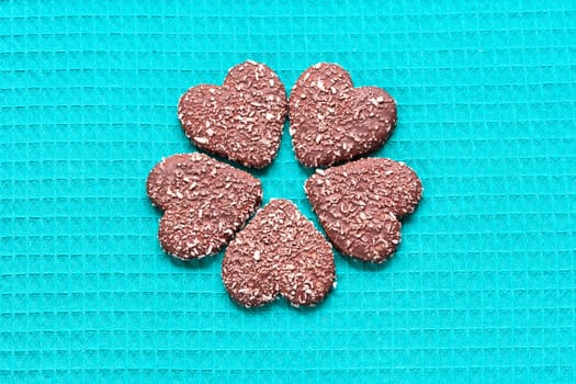 Chocolate Coconut cookies in the form of hearts