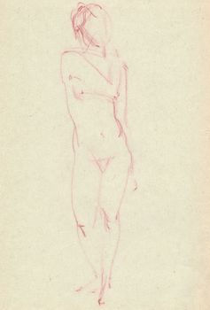 Hand sketch of a nude Artist's Model