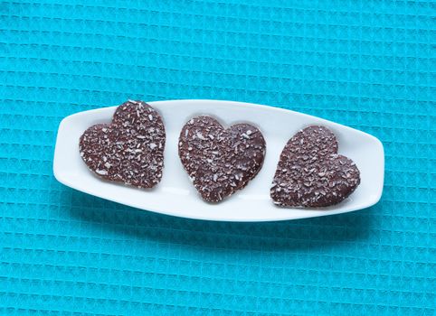 Heart shaped valentine cookies on plate