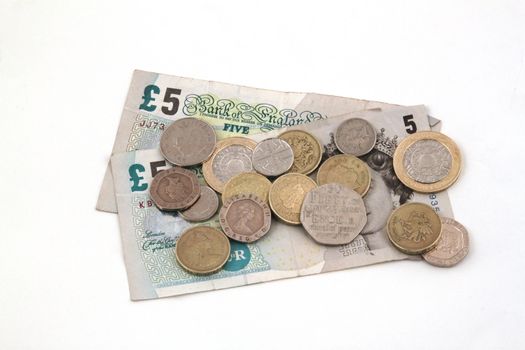British (uk) currency on a white background.