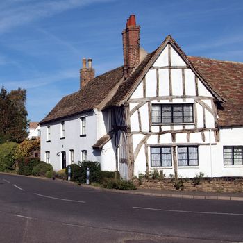 One of many timber framed cottages in  Houghton ,that is famous for its mill, by the Great Ouse river.