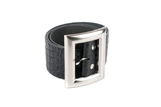 Men's leather belt on a white background