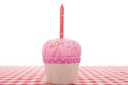 Birthday cupcake on white background