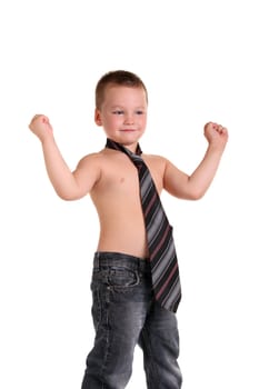 Little boy necktie on the white background
