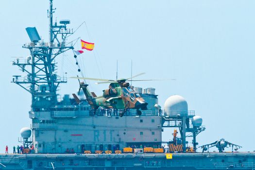 MALAGA, SPAIN-MAY 28: Helicopter Eurocopter EC-665 Tiger of the FAMET taking part in an exhibition on the day of the spanish army forces on May 28, 2011, in Malaga, Spain