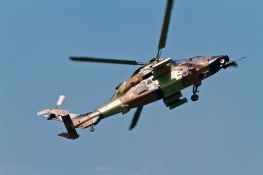 MALAGA, SPAIN-MAY 28: Helicopter Eurocopter EC-665 Tiger of the FAMET taking part in an exhibition on the day of the spanish army forces on May 28, 2011, in Malaga, Spain