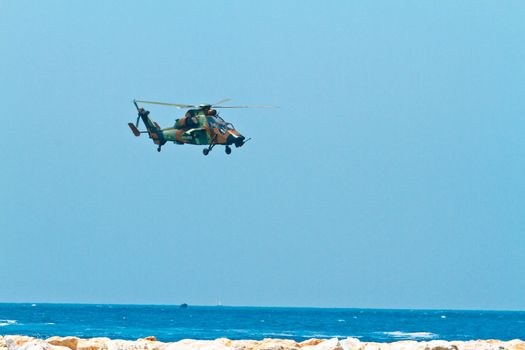 MALAGA, SPAIN-MAY 28: Helicopter Eurocopter EC-665 Tiger of the FAMET taking part in an exhibition on the day of the spanish army forces on May 28, 2011, in Malaga, Spain