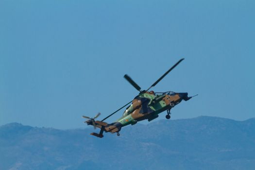 MALAGA, SPAIN-MAY 28: Helicopter Eurocopter EC-665 Tiger of the FAMET taking part in an exhibition on the day of the spanish army forces on May 28, 2011, in Malaga, Spain