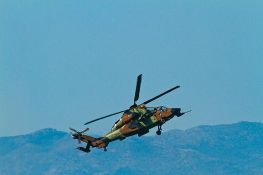 MALAGA, SPAIN-MAY 28: Helicopter Eurocopter EC-665 Tiger of the FAMET taking part in an exhibition on the day of the spanish army forces on May 28, 2011, in Malaga, Spain