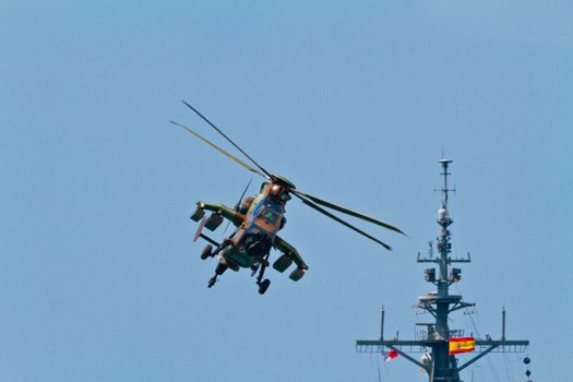 MALAGA, SPAIN-MAY 28: Helicopter Eurocopter EC-665 Tiger of the FAMET taking part in an exhibition on the day of the spanish army forces on May 28, 2011, in Malaga, Spain