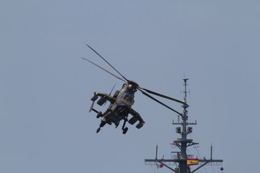 MALAGA, SPAIN-MAY 28: Helicopter Eurocopter EC-665 Tiger of the FAMET taking part in an exhibition on the day of the spanish army forces on May 28, 2011, in Malaga, Spain
