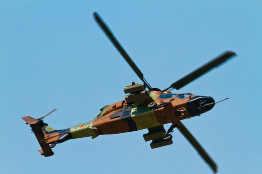 MALAGA, SPAIN-MAY 28: Helicopter Eurocopter EC-665 Tiger of the FAMET taking part in an exhibition on the day of the spanish army forces on May 28, 2011, in Malaga, Spain