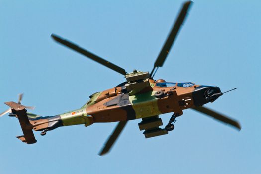 MALAGA, SPAIN-MAY 28: Helicopter Eurocopter EC-665 Tiger of the FAMET taking part in an exhibition on the day of the spanish army forces on May 28, 2011, in Malaga, Spain