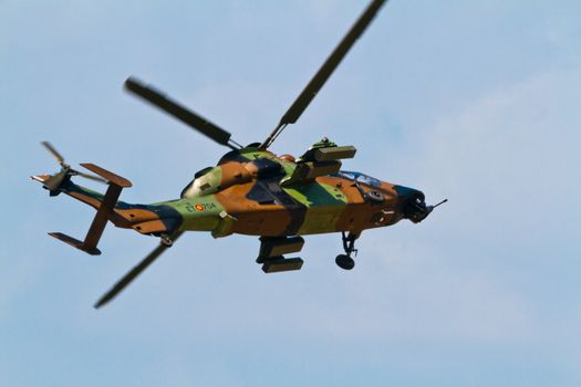 MALAGA, SPAIN-MAY 28: Helicopter Eurocopter EC-665 Tiger of the FAMET taking part in an exhibition on the day of the spanish army forces on May 28, 2011, in Malaga, Spain