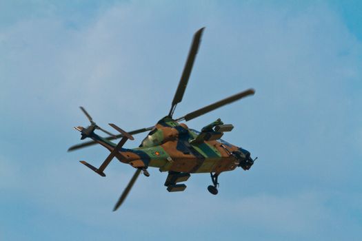 MALAGA, SPAIN-MAY 28: Helicopter Eurocopter EC-665 Tiger of the FAMET taking part in an exhibition on the day of the spanish army forces on May 28, 2011, in Malaga, Spain