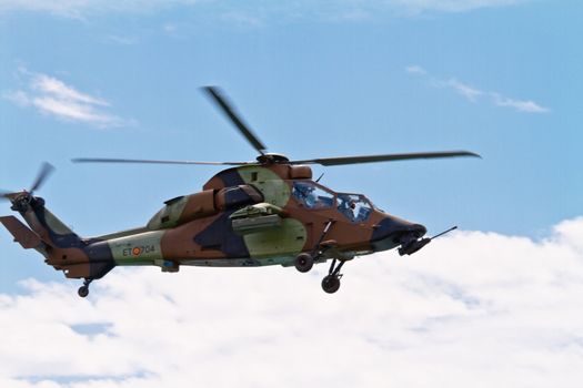 MALAGA, SPAIN-MAY 28: Helicopter Eurocopter EC-665 Tiger of the FAMET taking part in an exhibition on the day of the spanish army forces on May 28, 2011, in Malaga, Spain