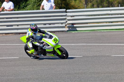 JEREZ DE LA FRONTERA, SPAIN - APR 16: Moto2 motorcyclist Blake Leigh-Smith takes a curve in the CEV Championship race on April 16, 2011 in Jerez de la Frontera, Spain.