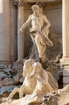 Details of statues in Trevi fountain in Rome Italy